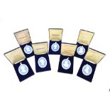 Five Wedgwood Jasper Ware cased limited edition plaques: HM Queen Elizabeth The Queen Mother