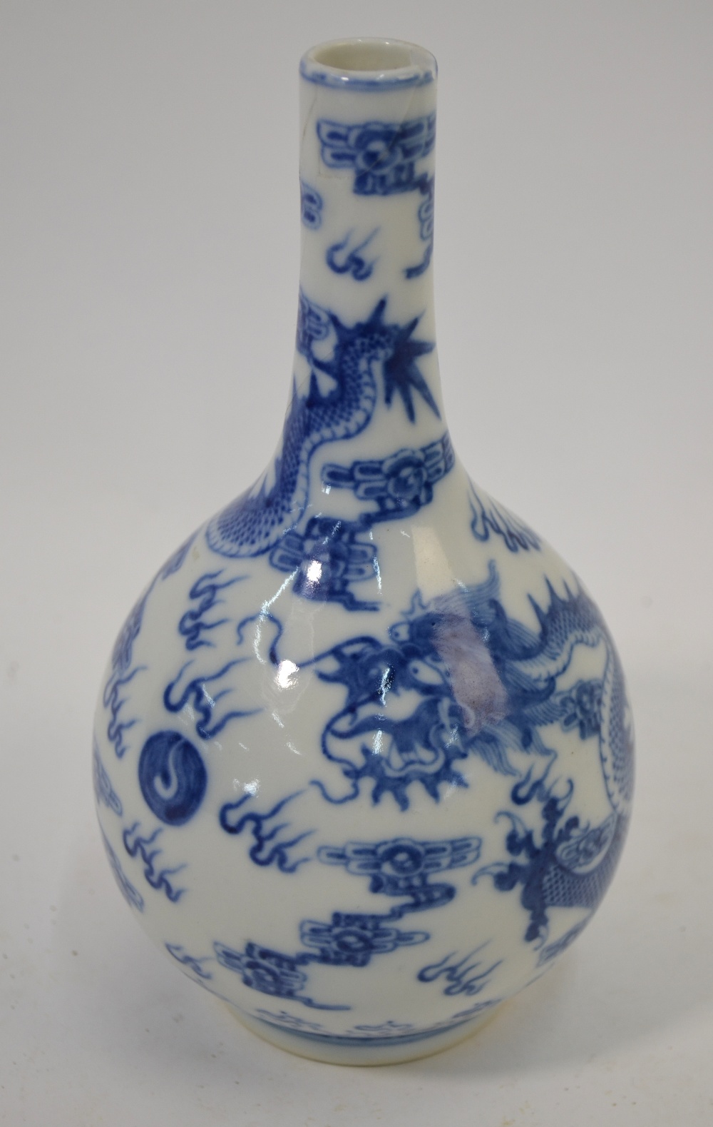 A Chinese famille rose vase with trumpet neck and underglaze blue design, - Image 2 of 12