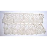 A late 19th century Brussels lace bertha collar, 163 cm long x 12 cm wide,