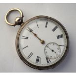 A Victorian silver open faced pocket watch with chain fusee lever movement no.