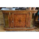 A Victorian figured walnut and yew gilt mounted credenza,