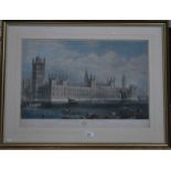 A 19th century engraving 'The New Houses of Parliament', drawn, engraved and published by T H Ellis,