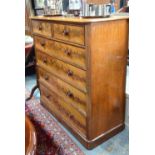 A large Victorian mahogany figured mahogany chest of two short over four long graduated cockbeaded