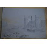 A 19th century sketch album including accomplished pencil studies of European views,