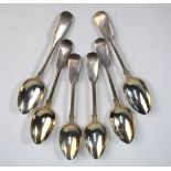 A set of six Victorian silver fiddle pattern dessert spoons, Charles Boyton, London 1846, 7.