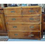 A Victorian mahogany brass bound chest of two short over three long graduated drawers with flush