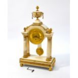 F Baetens, 23 Gerrards Street, London, a good ormolu mounted white marble portico clock circa 1820,