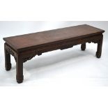 A Chinese wood, rectangular low table with scrolling and reticulated designs, 100cm long,