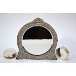 An Edwardian silver-faced easel mirror with circular bevelled plate, Henry Matthews,