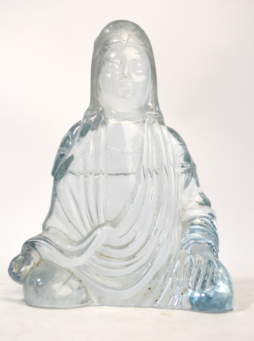 A Chinese translucent glass or crystal figure of Guanyin, - Image 3 of 9