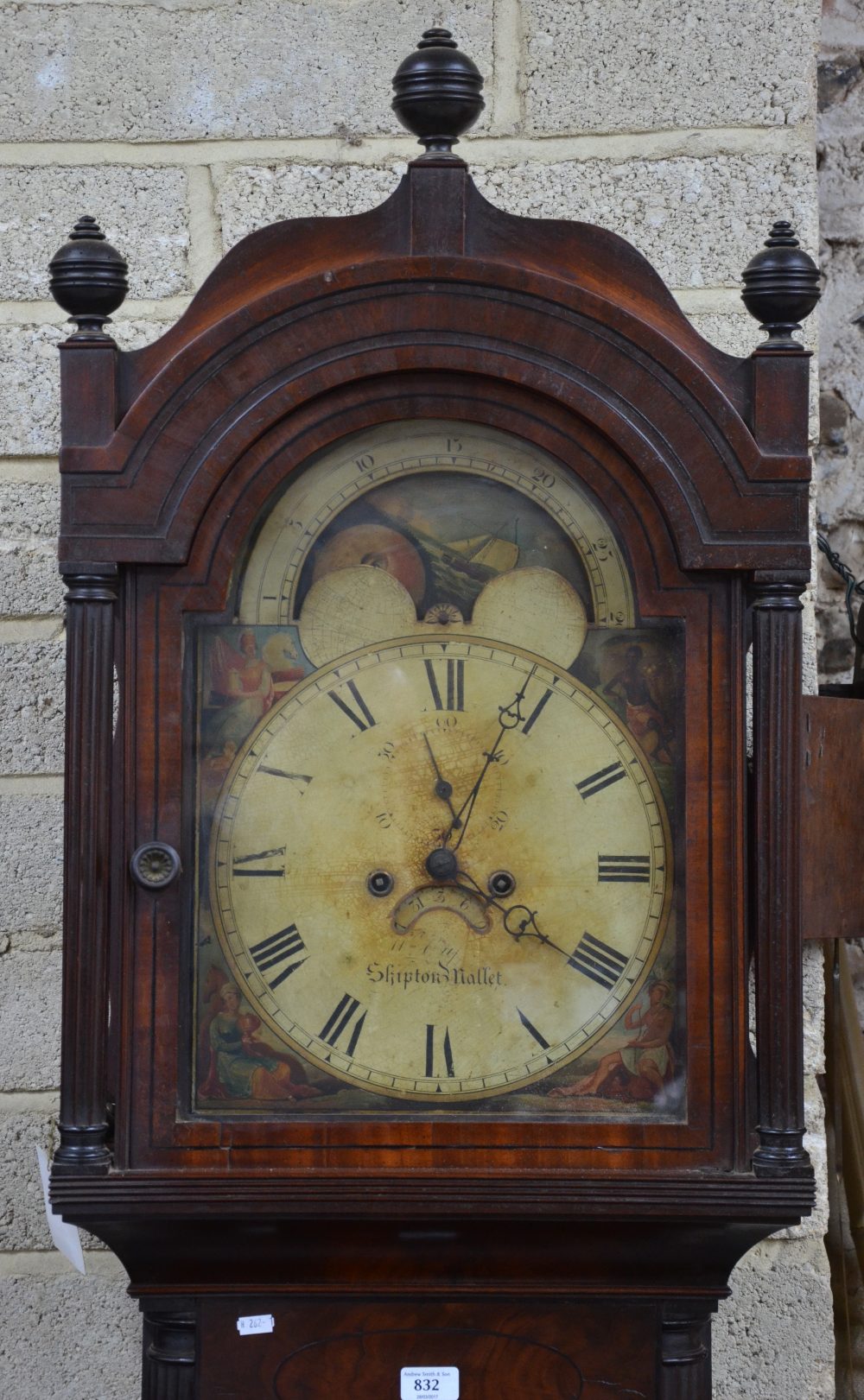 William Cuff, Shepton Mallet (Somerset), a 19th century flame mahogany 8-day longcase clock,