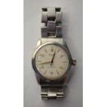 A gentleman's stainless steel Rolex Oyster wristwatch no 829875, cream dial with gilt chapters,