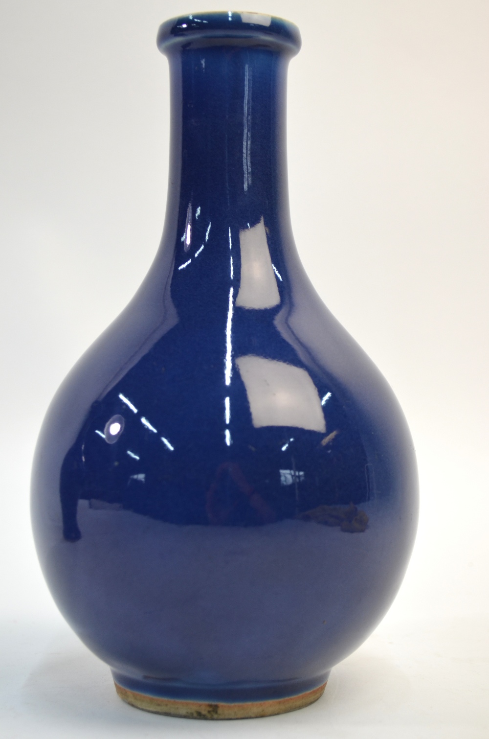 Two Chinese blue monochrome vases; one with flaring trumpet neck, - Image 3 of 6