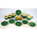 An early 20th century Wedgwood majolica part tea service in the form of cauliflowers,