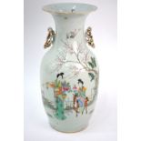 A Chinese famille rose vase with trumpet neck,