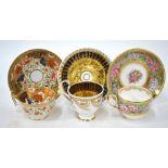Fifteen cabinet and collectors teacups and saucers, 19th & 20th century including Spode, Davenport,
