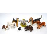 A collection of dog models comprising: Beswick Bassett Hound 'Fochno Trinket' no.