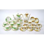 A Royal Doulton Art Deco coffee service decorated with multi-coloured leaves, c.