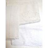 Three super-king bed sheets including embroidered and cut-out work examples,
