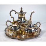 A US plate 'Victoria' pattern three piece tea service by Reed & Barton,