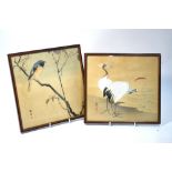 Two Japanese kacho-ga: one inscribed Choson, of two red-capped Manchurian Cranes; the other,