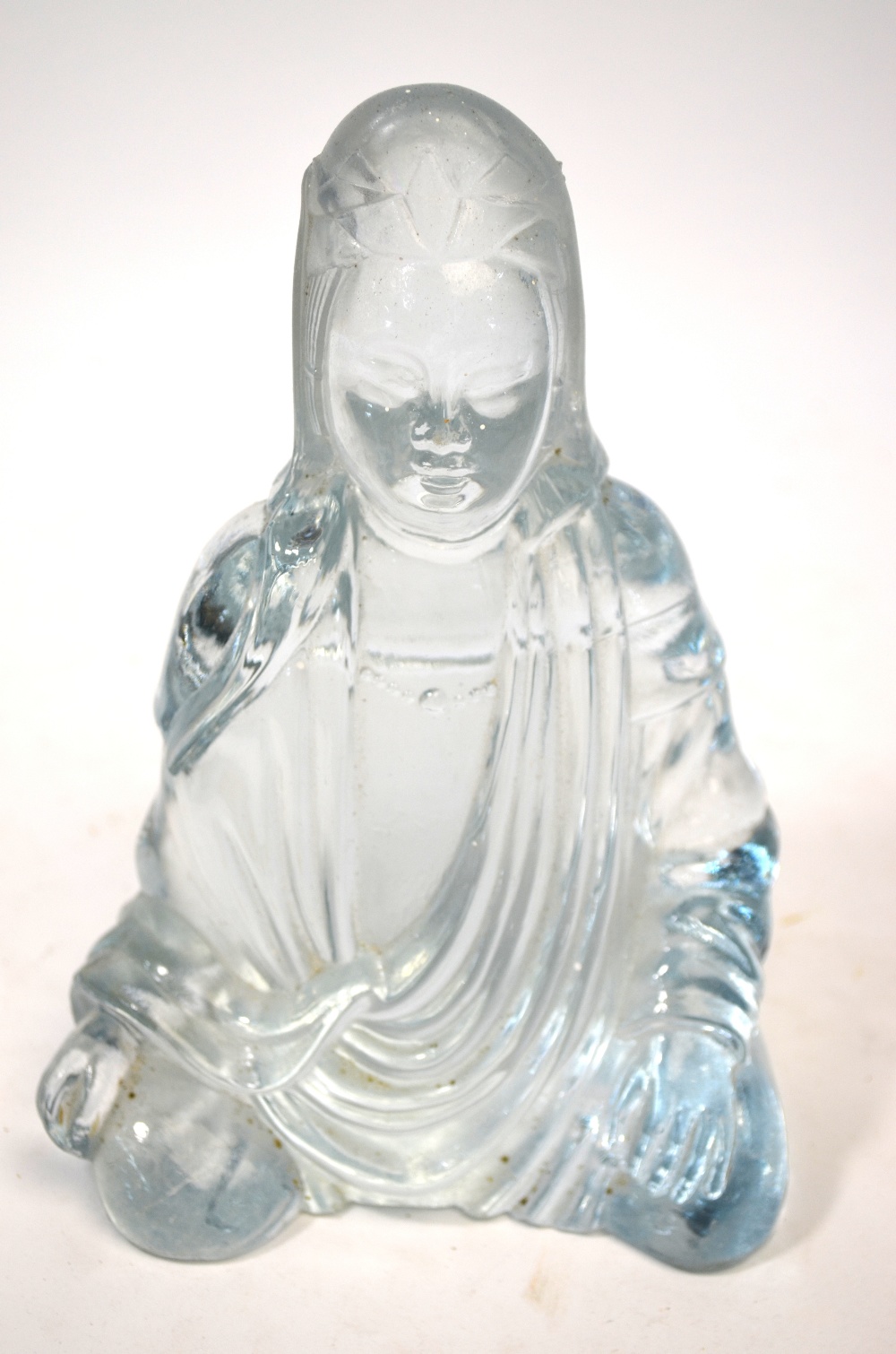 A Chinese translucent glass or crystal figure of Guanyin, - Image 2 of 9