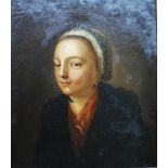 Flemish school - Portrait of a lady wearing a bonnet, oil on canvas,