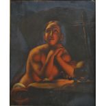 Continental school - Mary Magdalene, oil on tin,