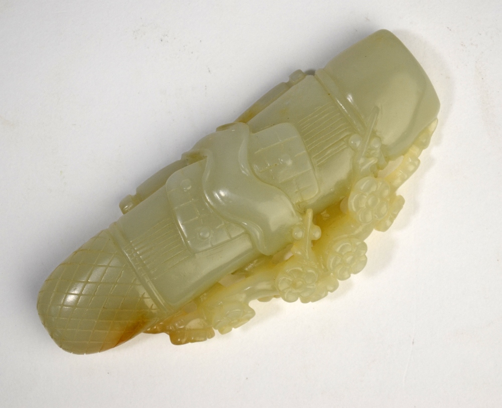 A green Chinese jade paperweight,