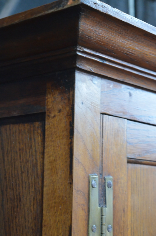 An 18th century oak country housekeepers cupboard in two parts, - Image 6 of 8