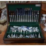 A canteen containing a set of bead-edge epns flatware for eight,