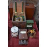 Various scientific instruments, including three magnetic flux testers,