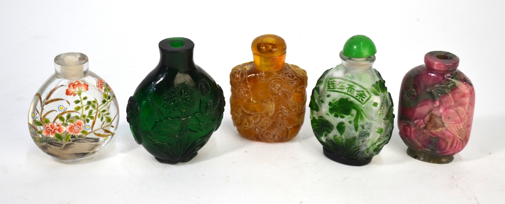 Five Chinese snuff bottles,