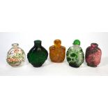 Five Chinese snuff bottles,