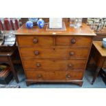 A Victorian mahogany chest of two short over three long graduated cockbeaded drawers each with