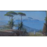 Maria Gianni - Italian lake view, gouache, signed lower left,