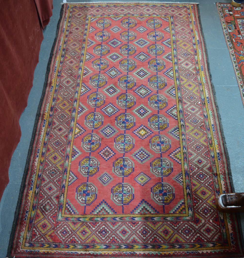 A Belouch rug, the three linked gul desi