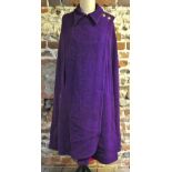 A 1970s purple wool cape lined with ceri