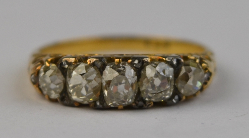 A Victorian five stone old cut diamond r - Image 4 of 4