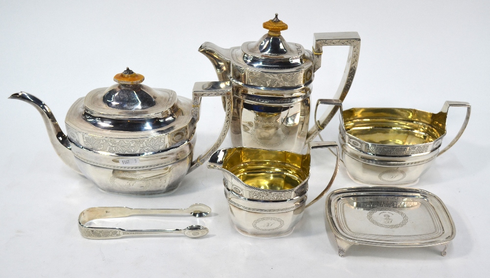 A matched silver five-piece tea service - Image 2 of 6