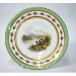 A Royal Worcester cabinet plate handpainted with a mountainous lake landscape, date cypher 1906, 22.