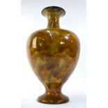 A large Doulton-style vase, apparently un-marked, with mottled honey-brown glaze,