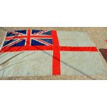 A vintage stitched linen Royal Naval Warship white ensign,