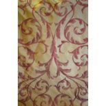 A pair of lined and inter-lined curtains silk curtains,