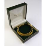 A yellow metal collar style fringe necklace stamped 750,