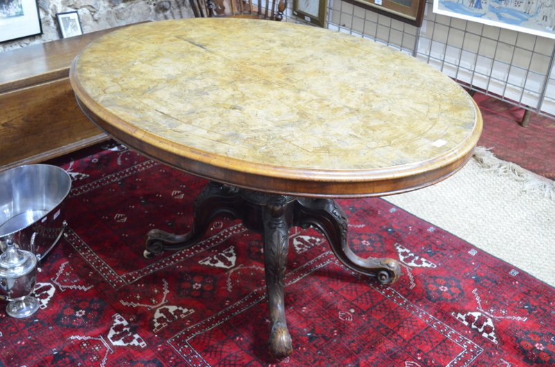 Victorian satinwood inlaid burr walnut breakfast table, - Image 2 of 6