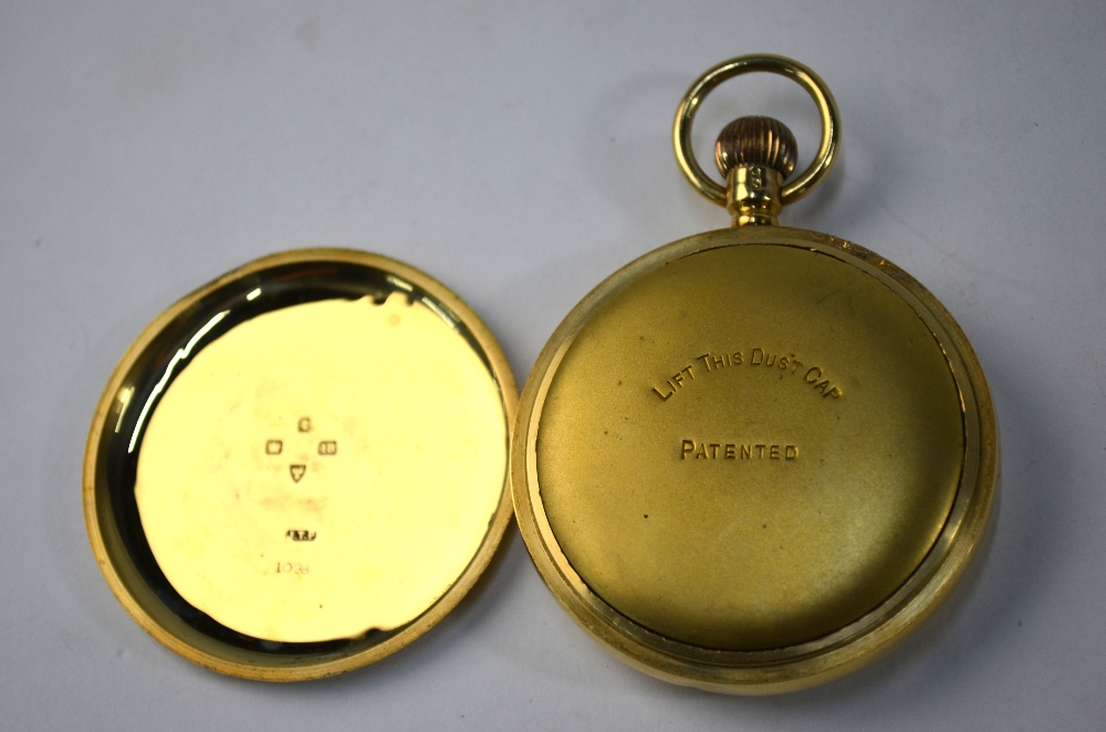 An Edwardian 18ct gold open faced pocket watch with top-wind English movement and enamel dial, - Image 6 of 7