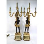 A pair of 19th century style gilt and painted Blackamoor table lamps, composite,
