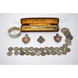 A quantity of silver, including; Victorian and later coins - Florin, Shillings and 3ds,
