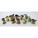 Eleven Beswick models of small birds: Kingfisher; Blue tit,